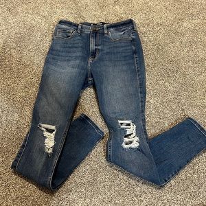 skinny blue hollister ripped jeans